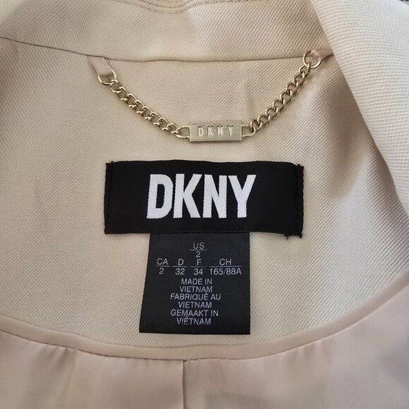 DKNY Donna Karan Rushed Sleeve One Button Blazer Size 2 Beige Color - Picture 9 of 10